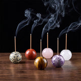 25MM Gemstone Sphere Incense Stick Holder - Meditation & Zen Decor