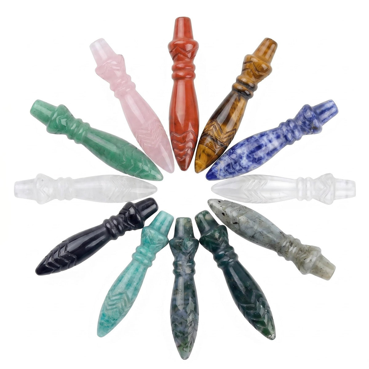 Natural Stone Carved Scepter Point Dowsing Pendant Pendulum Crystal Pendulums for Divination Dowsing