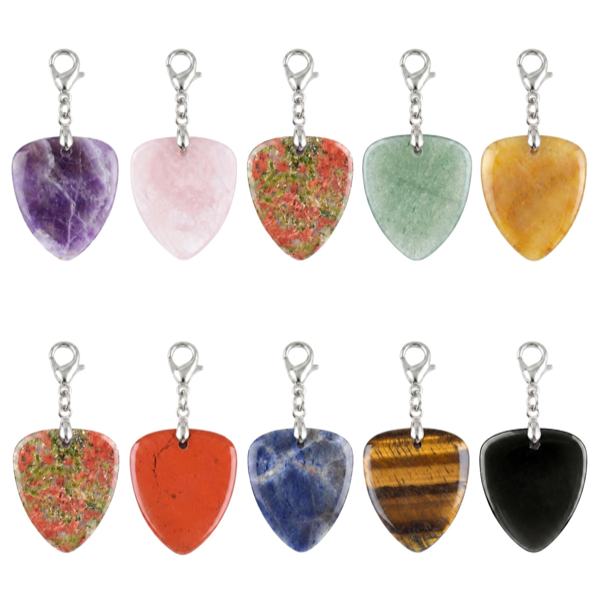 Gemstone Guitar Pick Pendant Charms for Bag Tag DIY Jewelry With Lobster Clasp SP2030-BT