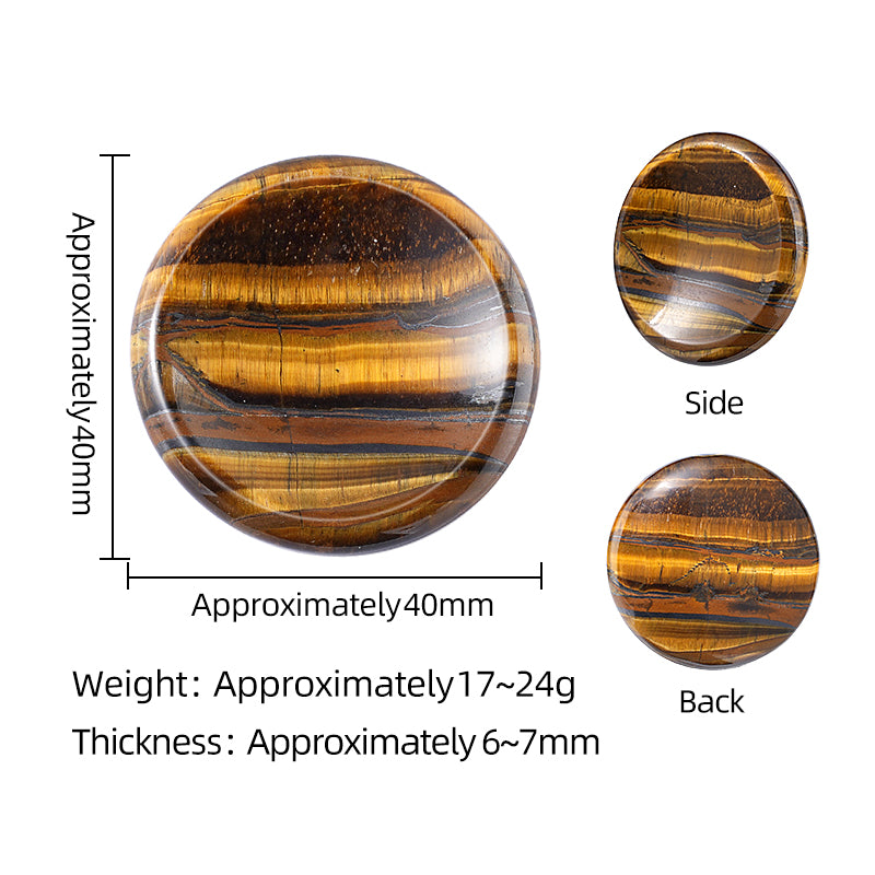 Natural 40mm Gemstone Meditation Disc Worry Stone for Stress & Anxiety Relief