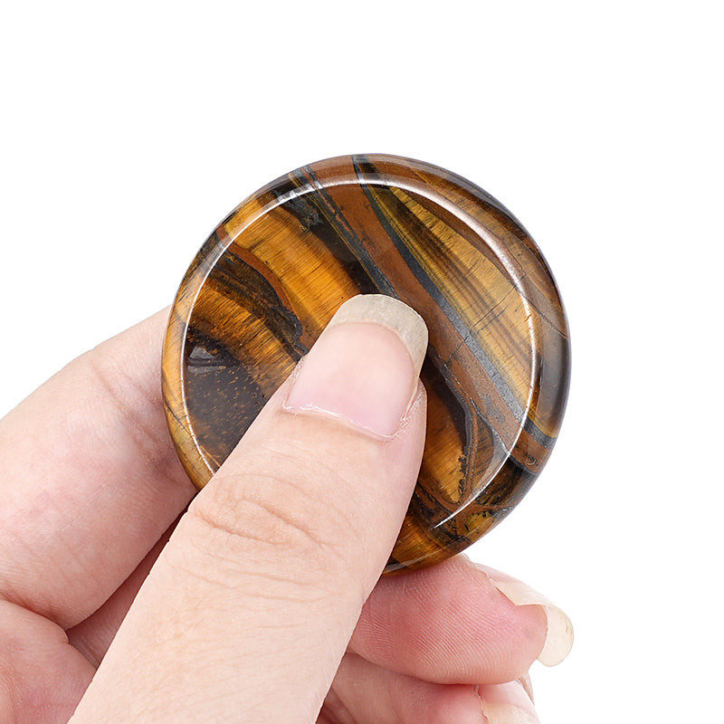 40mm Yellow Tiger Eye Meditation Disc Worry Stone for Stress & Anxiety Relief（副本）