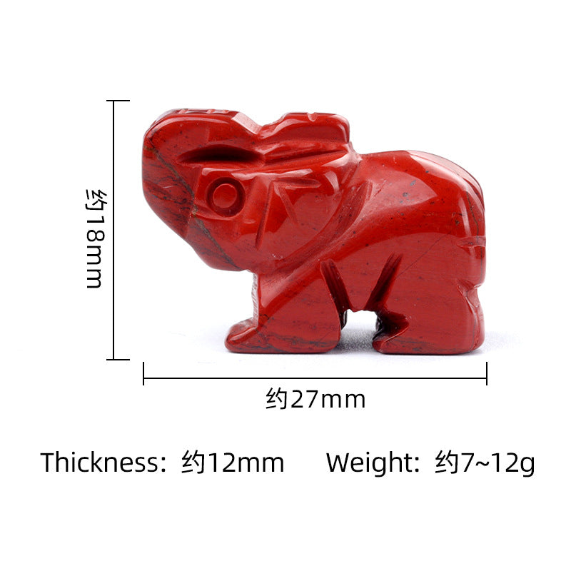 1.0Inch Handmade Carved Gemstone Elephant Ornament For Home Office Desk Decor Mini Stone Animal Figurine Statue Reiki Healing Crystal