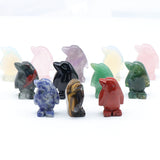 1 Inch Hand-Carved Penguin Gemstone Pendant Keychain 7 Chakra Beads Chain #KC2313S-A4