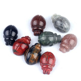 1.0 Inch Hand Carved Beetle Gemstone Pendant Keychain 7 Chakra Beads Chain  #KC2315S-A4