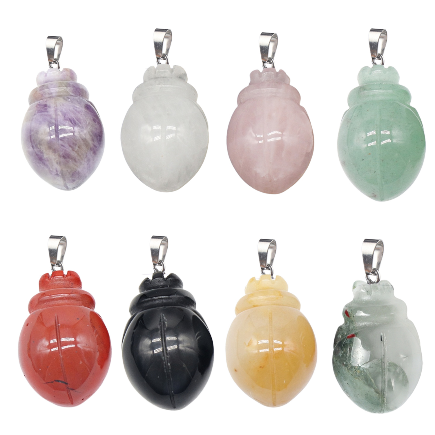 1.0Inch Hand Carved Gemstone Beetle Animal Pendant for Making Jewelry #SP2315S-25MM