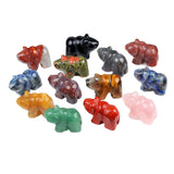 Gemstone Bear Pendant Keychain Hand Carved 25MM Animal Keyring 7 Chakra Beads Chain Accessories for Bag #KC2324S-A4