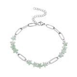 Natural Star Crystal Beaded Bracelet Stainless Steel Paperclip Chain Adjustable Multi‑Color Gemstone Bracelet Women Stacking #SB3162