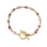 4MM Natural Stone Heishi Disc Bracelet Gold OT Toggle Clasp Dainty Stackable Boho Crystal Beaded Bracelets Women Jewelry #SB3147G