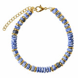 Natural Stone 6mm Disc Bead Gold Plated Bracelet Adjustable Chain Heishi Wheel Bead Gemstone Bracelet for Women #SB3142
