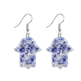 Hamsa Hand Natural Crystal Dangle Earrings Lucky Evil Eye Drop Earrings Spiritual Healing Jewelry For Women Daily Wear PE0671