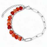6MM Heart Shape Gemstone Paperclip Chain Bracelet Stainless Steel Adjustable Dainty Stackable Women Jewelry #SB3164