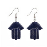 Hamsa Hand Natural Crystal Dangle Earrings Lucky Evil Eye Drop Earrings Spiritual Healing Jewelry For Women Daily Wear PE0671