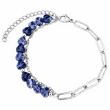 6MM Heart Shape Gemstone Paperclip Chain Bracelet Stainless Steel Adjustable Dainty Stackable Women Jewelry #SB3164
