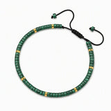 4MM Natural Stone Heishi Disc Braided Bracelet, Gold Spacer Bead Adjustable Woven Boho Stackable Bracelet for Women #SB3151