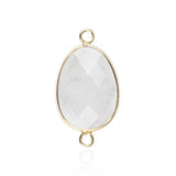 Faceted Teardrop Gemstone Connectors Charms with Double Loops for DIY Jewelry #SP2049