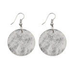 Natural Crystal Flat Round Disc Earrings, Genuine Gemstone Circle Coin Dangle Earrings, Minimalist Boho Healing Chakra Drop Jewelry Gift for Women