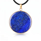 Handcrafted 30mm Natural Gemstone Pendant Necklace 45cm Black Cord | Gold Bezel Healing Crystal Jewelry #SN2060