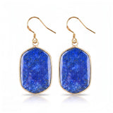 Natural Stone Dangle Earrings Gold Plated Crystal Charms Hook for Women Fashion Drop Ear Jewelry Making #PE2059