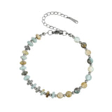 6MM Heishi Disc Spacer Round Bead Gemstone Bracelet Silver Chain Adjustable #SB3145