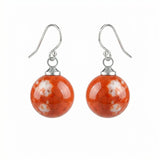 Women Gemstone Balls Drop Earring Healing Chakra Crystal 10MM Beads Dangle Earrings