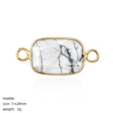 Rectangle Stone Connector Faceted Double Loop Links Pocket Healing Reiki Chakra Decor DIY Jewelry Making #SP2047