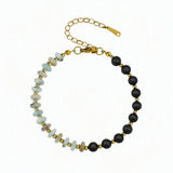 6MM Heishi Disc Spacer Round Bead Matte Onyx Gemstone Bracelet Gold Chain Adjustable #SB3145