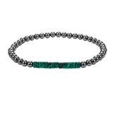 Dainty 4mm Hematite Bead Bracelet Mixed Natural Stone Tube Disc Bead Elastic Stackable Bracelet for Ladies #SB3156