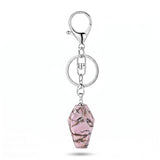 Natural Stone Coffin Keychain with Lobster Clasp Crystal Healing Gemstone Key Ring Bag Charm