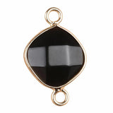 Natural Stone Rhombus Connector Pendant 15mm Faceted Double Loop Links Pocket Healing Reiki Chakra Decor DIY Jewelry Making #SP2051