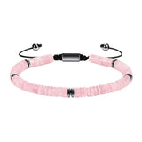 6MM Natural Stone & Hematite Disc Bead Adjustable Bracelet Macrame Slide Closure Unisex Healing Crystal Jewelry Men Women #SB3154
