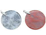Vintage Natural Stone Circle Token Pendant Necklace, Flat Round Quartz Disk Charm with Cable Chain, Elegant Spiritual Protection Birthday Gift for Her
