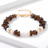 Wholesale Natural Gravel Stone Freshwater Pearl Bracelet Multi Color Crystal Beaded Bracelet Jewelry Gift for Women #SB3136