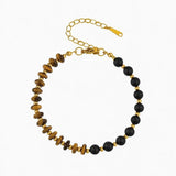 6MM Heishi Disc Spacer Round Bead Matte Onyx Gemstone Bracelet Gold Chain Adjustable #SB3145