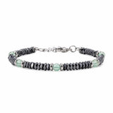 Hematite Heishi Disc Bead Bracelet 4MM Natural Multi‑Color Gemstone Accent Adjustable Unisex Stack Wrist Jewelry #SB3150