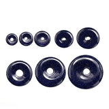 Multi-size Blue Sandstone Donut Smooth Polished Healing Chakra Gemstone Coin Pingan Charms Pendant Lucky Feng Shui Peace Beads