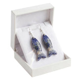 Hand Carved Gemstone Fish Earrings for Women Crystal Dangle Earrings with Hypoallergenic Hooks Healing Stone Jewelry Gift Box