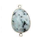 Faceted Irregular Teardrop Stone Connector Charms with Double Loops for Jewelry Making DIY Bracelet Necklace #SP2054