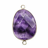 Faceted Irregular Teardrop Stone Connector Charms with Double Loops for Jewelry Making DIY Bracelet Necklace #SP2054