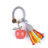 Handmade Craved Healing Chakra Crystal 20MM Natural Gemstone Apple Tassel Keychain Healing Crystal Bag Charm Key Ring
