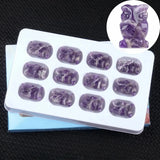 12Pcs Crystal Owl Figurine Set | Hand-Carved Gemstone Owl Collection Gift Box