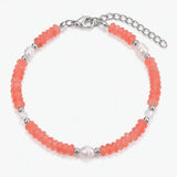 6MM Heishi Disc Stone Bracelet Freshwater Pearl Gold Adjustable Chain Boho Stackable Beaded Jewelry For Women #SB3137