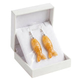 Hand Carved Gemstone Fish Earrings for Women Crystal Dangle Earrings with Hypoallergenic Hooks Healing Stone Jewelry Gift Box