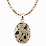 Faceted Oval Natural Crystal Gold Plated Pendant Necklace Snake Chain Multiple Stone Healing Stone Necklace