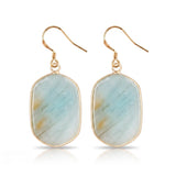 Natural Stone Dangle Earrings Gold Plated Crystal Charms Hook for Women Fashion Drop Ear Jewelry Making #PE2059