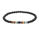 4mm Lava Rock Round Bead Bracelet Natural Stone Flat Disc Bead Stretch Bracelet Boho Crystal Jewelry for Women #SB3156