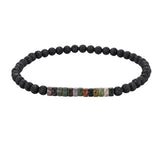 4mm Lava Rock Round Bead Bracelet Natural Stone Flat Disc Bead Stretch Bracelet Boho Crystal Jewelry for Women #SB3156