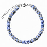 Natural Stone Disc Bead Silver Plated Bracelet Adjustable Chain Heishi Wheel Bead Gemstone Bracelet for Women #SB3142