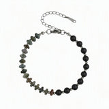 6MM Heishi Disc Spacer Round Bead Matte Onyx Gemstone Bracelet Silver Chain Adjustable #SB3145