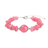 Natural Chip Gemstone Bracelet 10mm Round Focal Bead  Adjustable Chain Healing Crystal Boho Stackable Bracelets for Women #SB3158