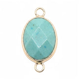 13x18mm Faceted Oval Gemstone Connectors Charms with Double Loops for DIY Jewelry Making #SP2053
